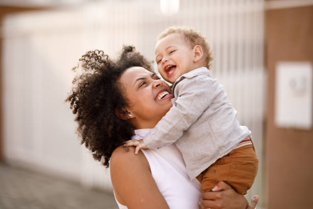 Mother and son having fun